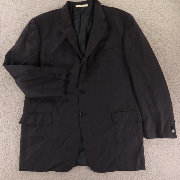 Joseph Abboud Jacket L LT 44L Blue Houndstooth Check 100% Wool Super 110s Blazer - Picture 1 of 16